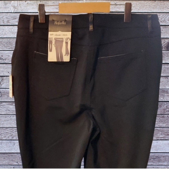NWT Rafaella Black Leather Trim Straight Leg Women's Pants ~size 8 Petite - Picture 5 of 6